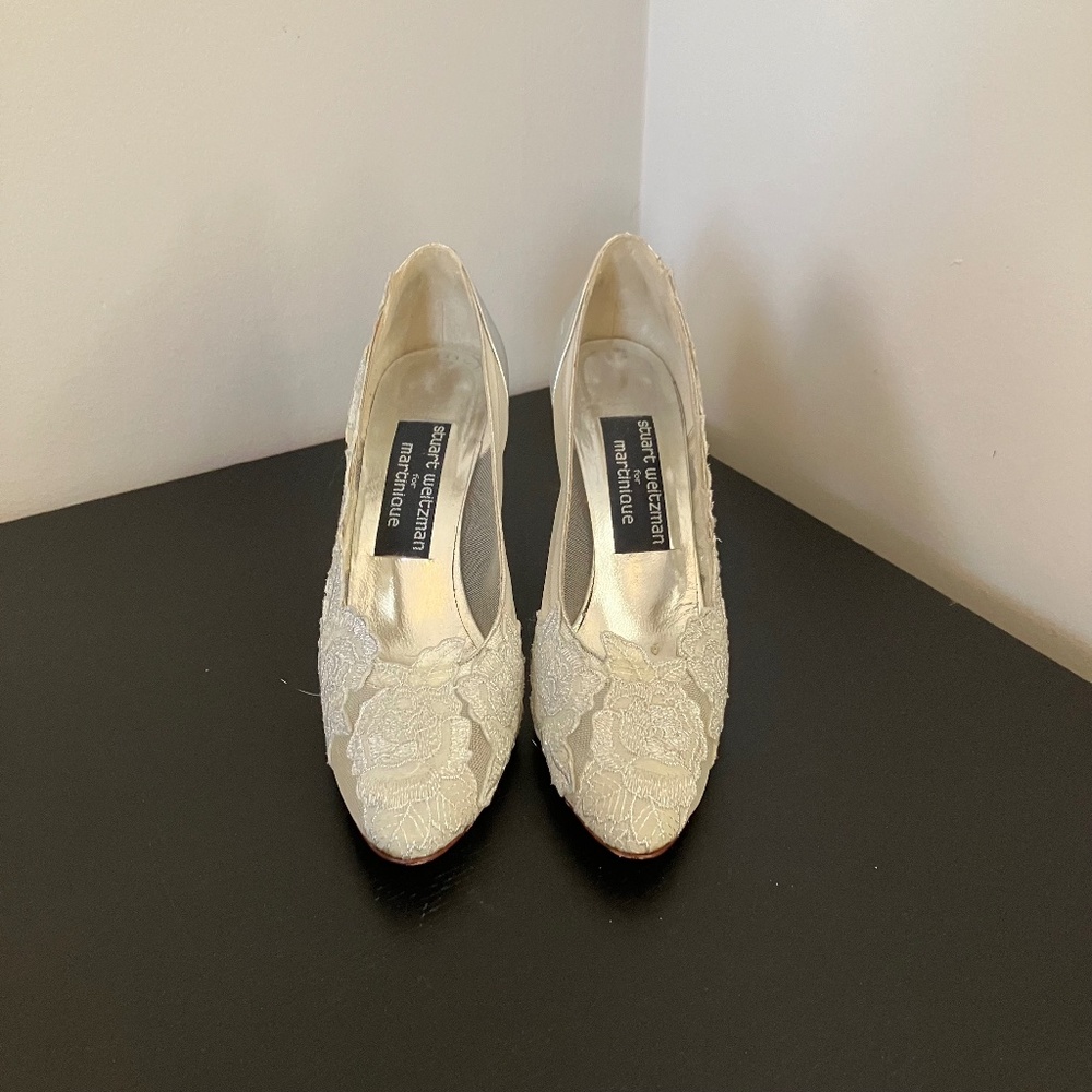 Silver Floral Embroidery Heels